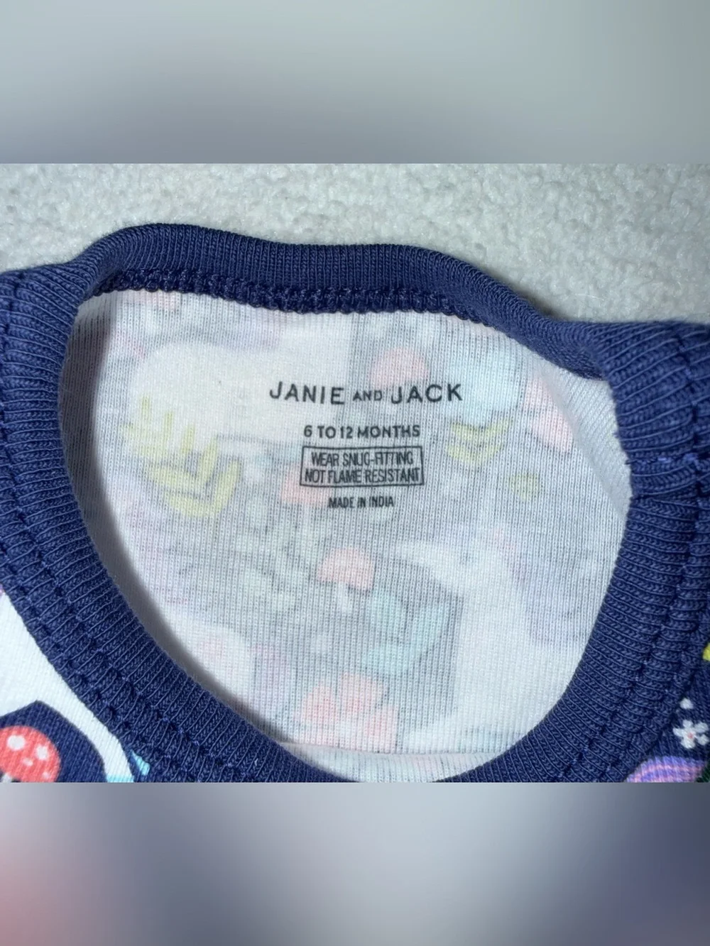 Janie and Jack Girls Navy Unicorn and Floral Pajama Set, size 6-12 mos, NWOT